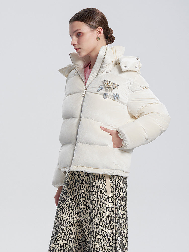 TCH Rhinestone Puffy Winter Coat with Hooded