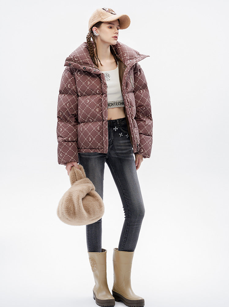 TCH Allover Print Rhinestone Wings Puffer Coats