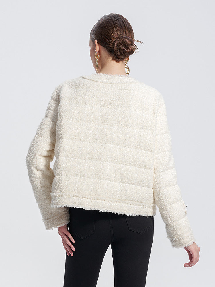 TCH Rhinestone Button Braided Tweed Jacket