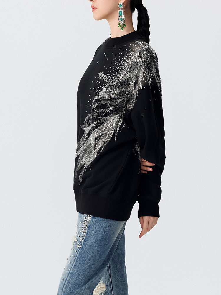 TCH Graphic Rhinestone Style Letter Sweatshirt