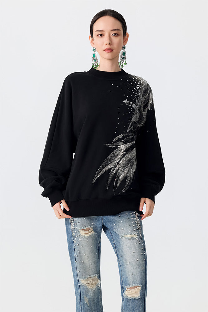 TCH Graphic Rhinestone Style Letter Sweatshirt