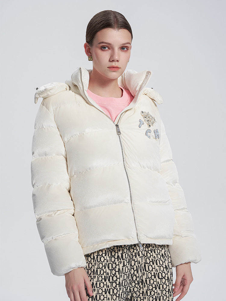 TCH Rhinestone Puffy Winter Coat with Hooded