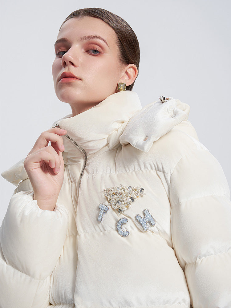 TCH Rhinestone Puffy Winter Coat with Hooded