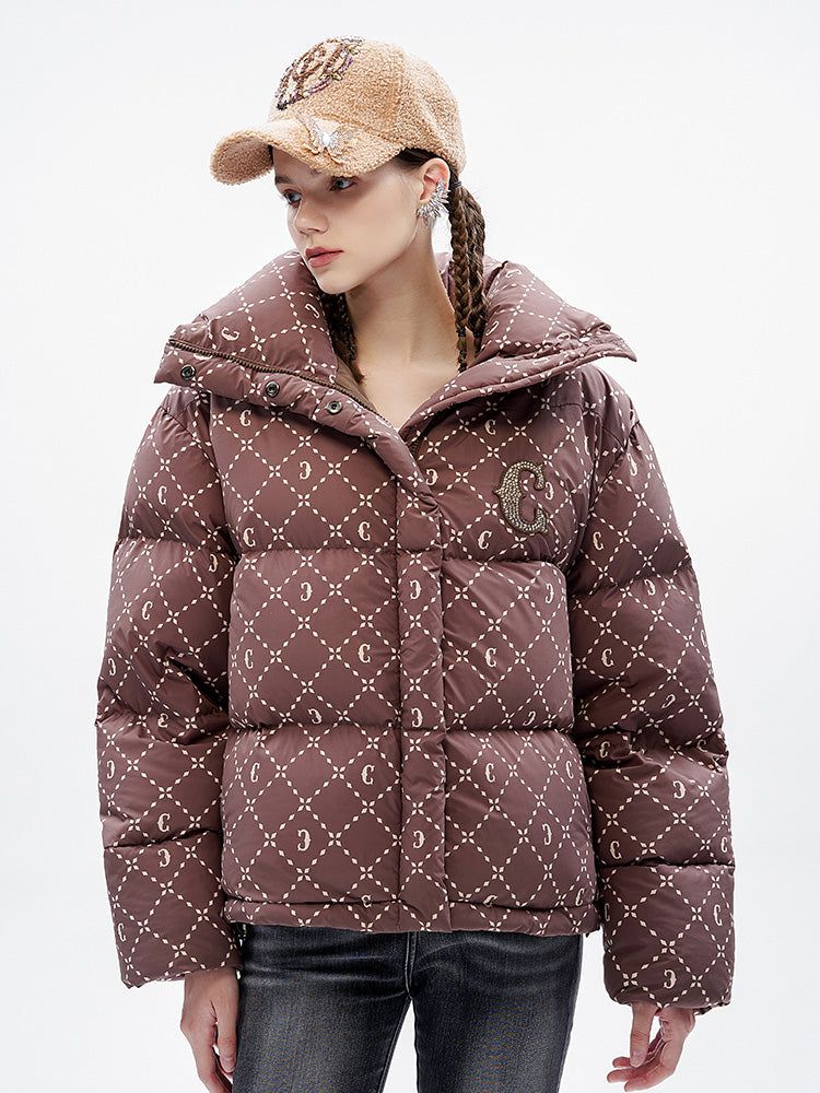 TCH Allover Print Rhinestone Wings Puffer Coats