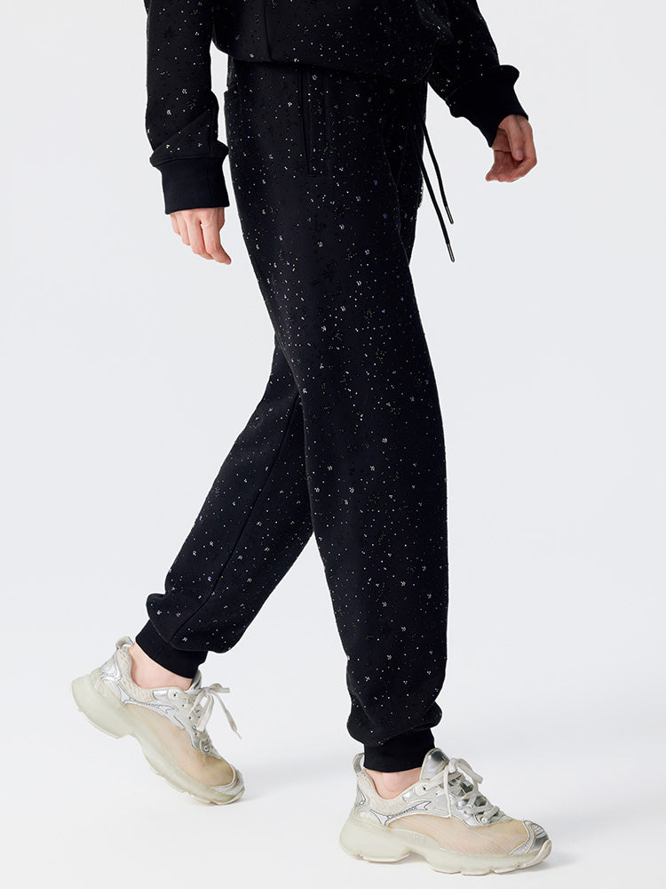 TCH All Over Rhinestone Black Jogger