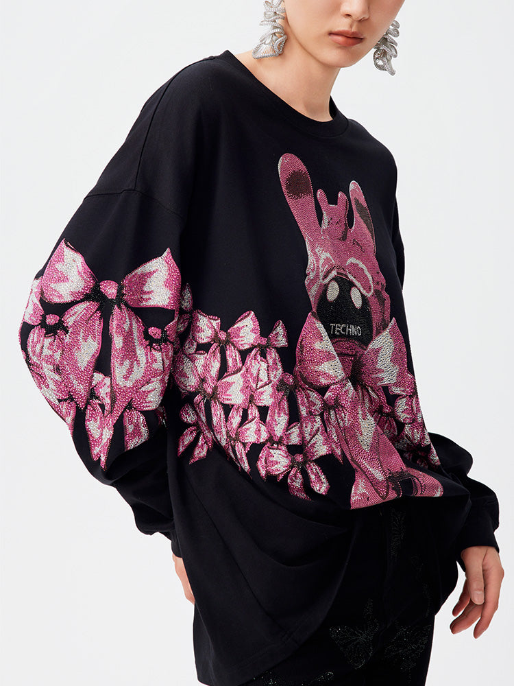 TCH Graphic Rhinestone Bow Unisex Sweatshirt