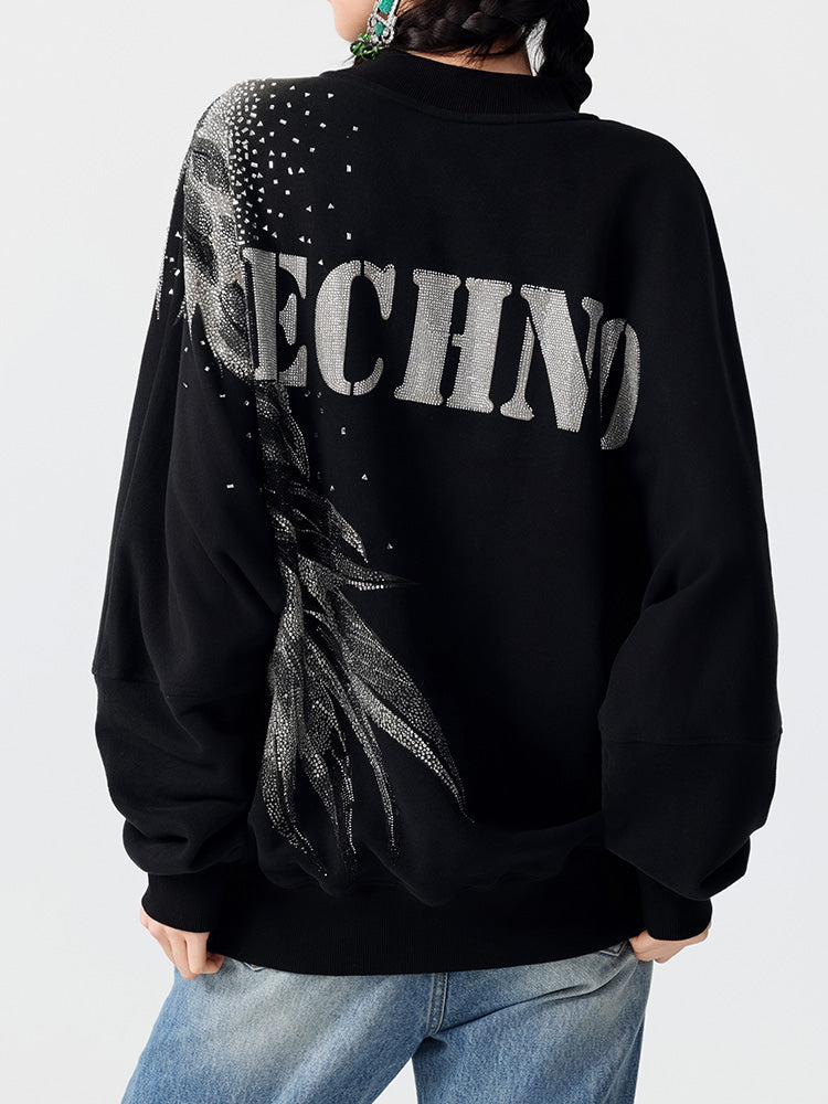 TCH Graphic Rhinestone Style Letter Sweatshirt