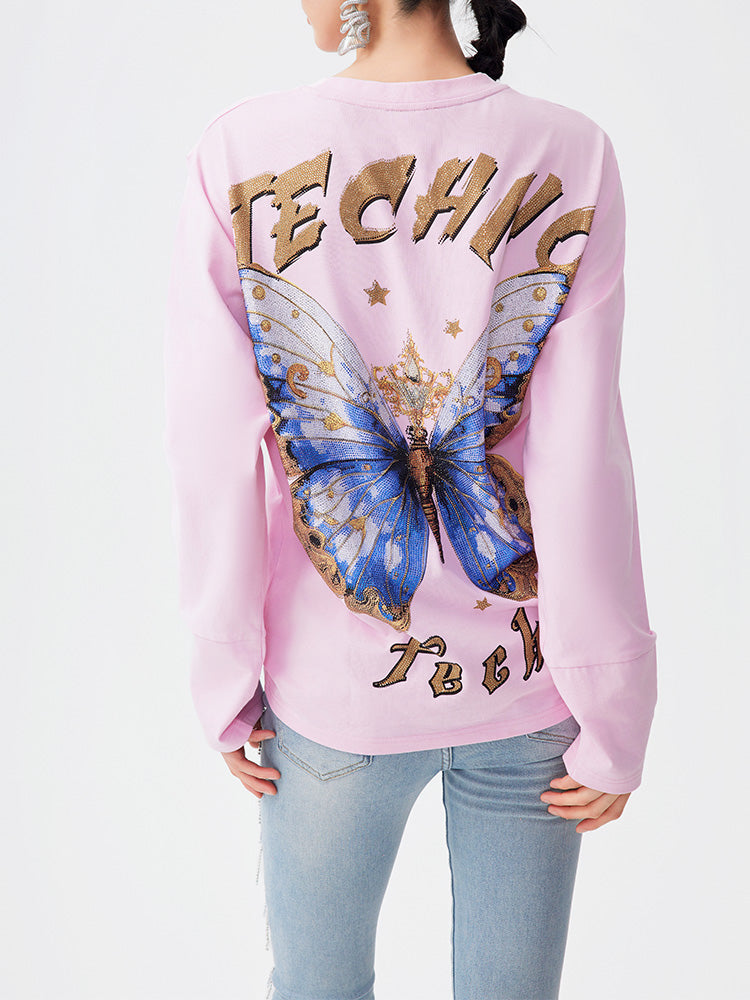 TCH Luxury Rhinestone Butterfly Sparkle Top