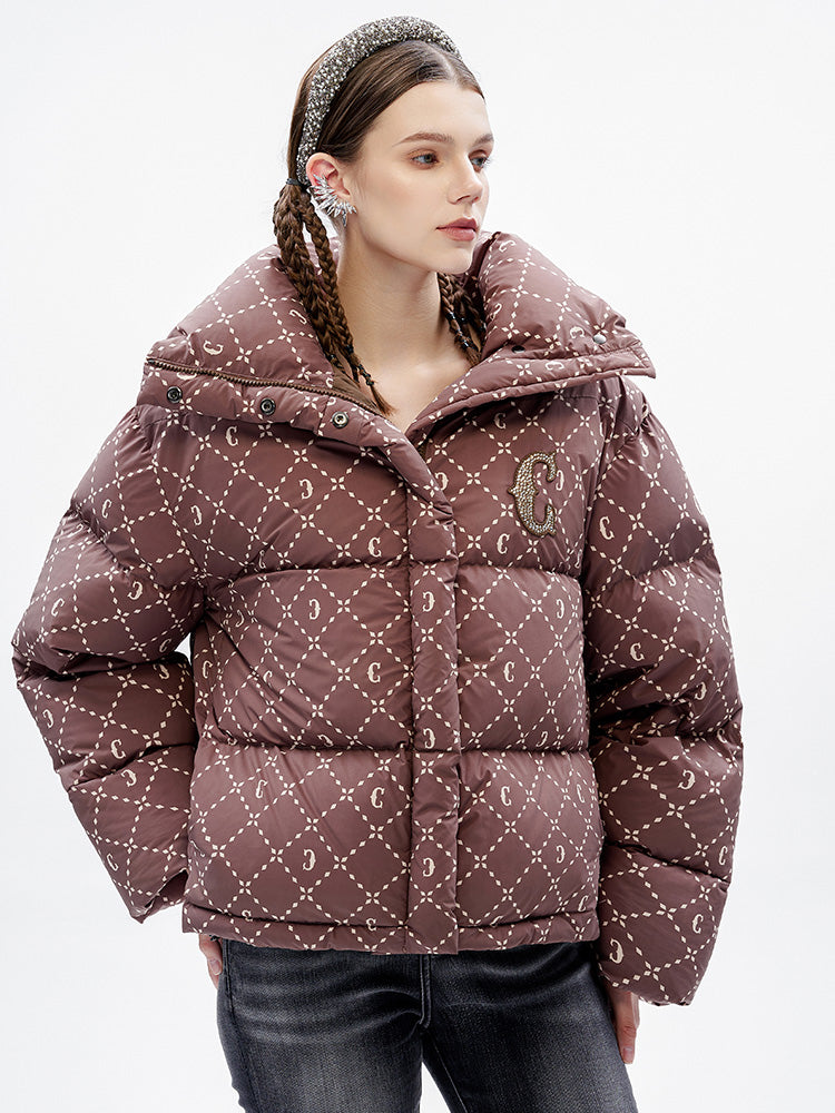 TCH Allover Print Rhinestone Wings Puffer Coats