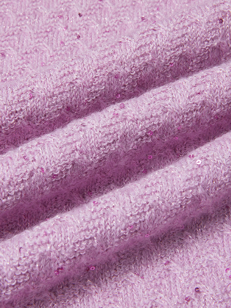 TCH Sequins Pink Cableweave Wide-Leg Pants