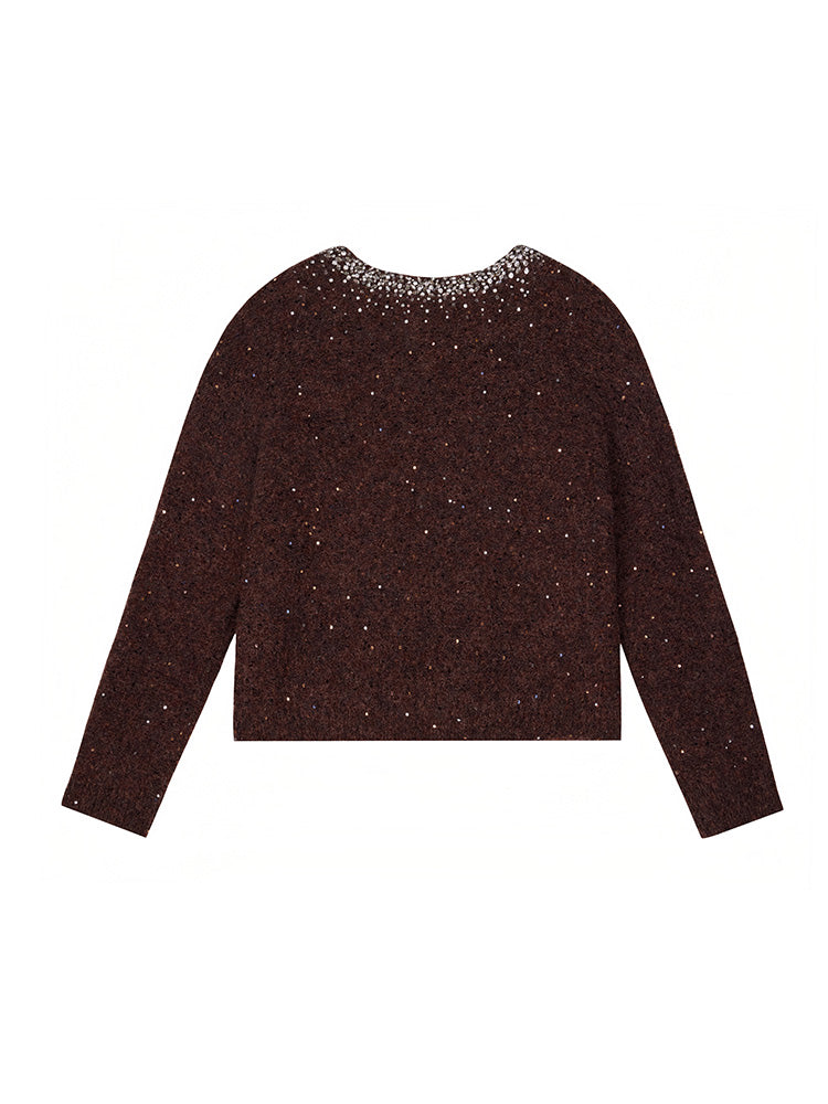 TCH Crystal-Embellished V-Neck Sweater in Sequins
