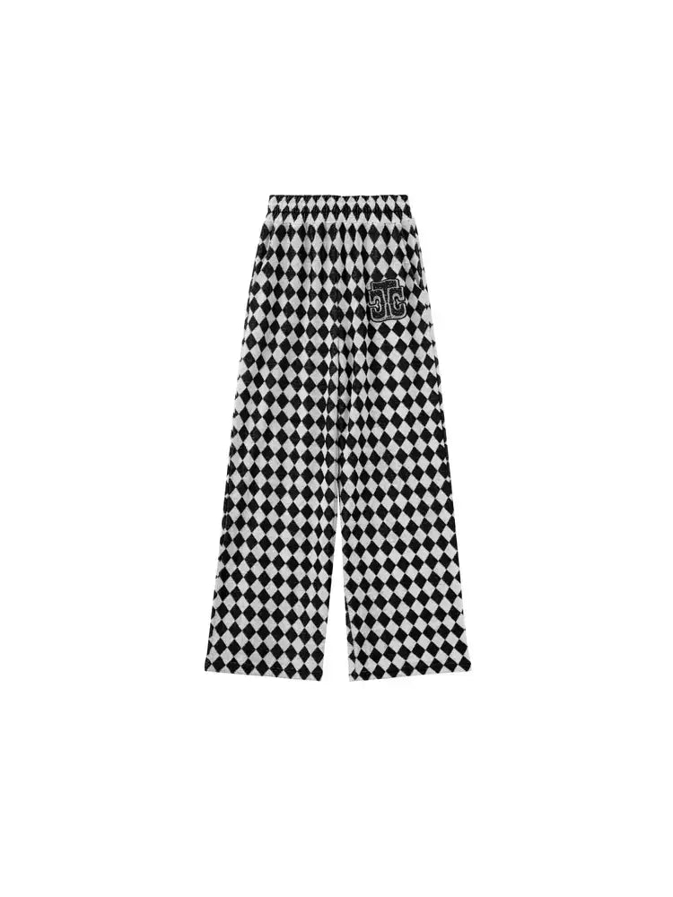 TCH Plaid Graphic Rhinestone Wide Leg Pants