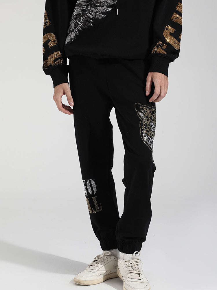 TCH Rhinestone Leopard Elastic Waist Joggers
