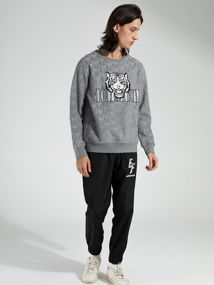 TCH Men's Print Graphic Rhinestone Pullover Sweatshirt