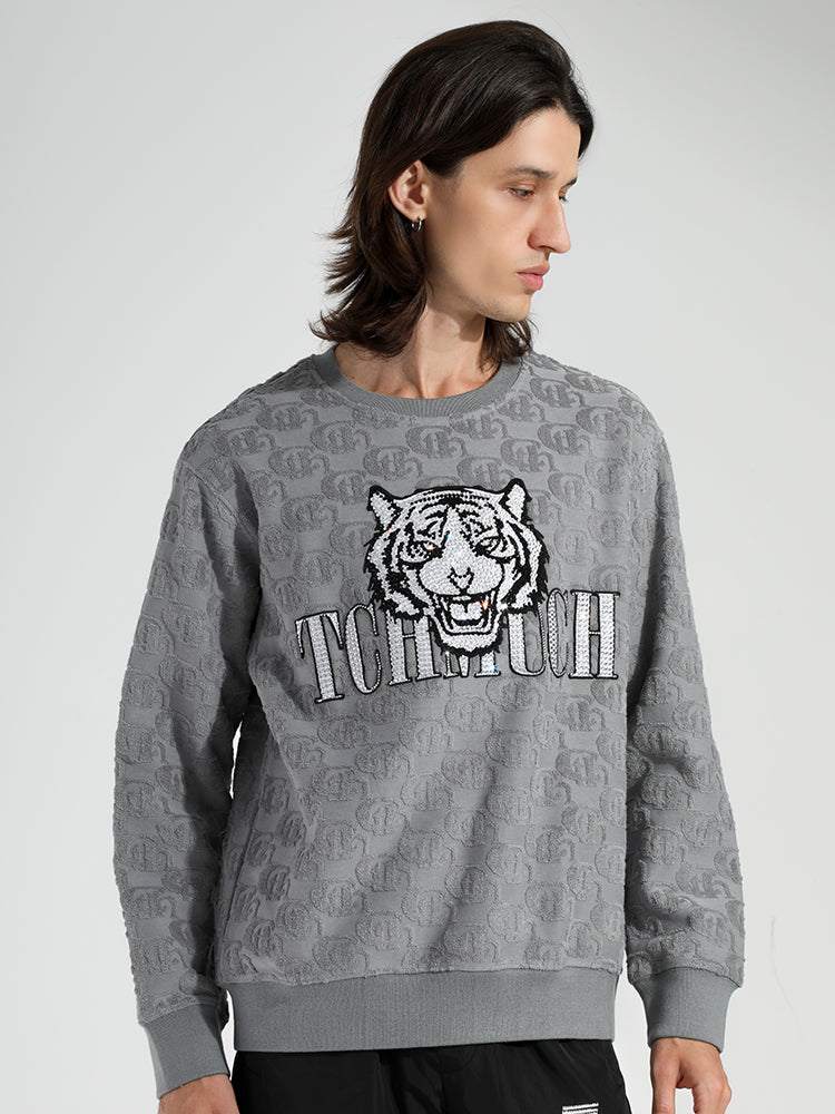 TCH Men's Print Graphic Rhinestone Pullover Sweatshirt