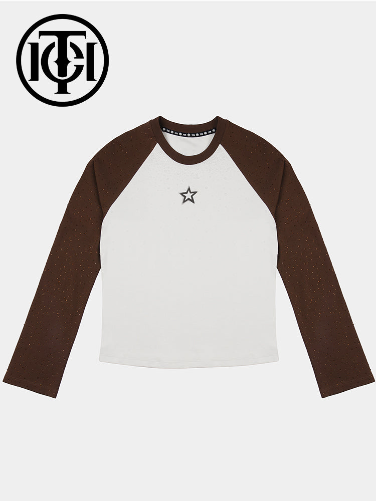 TCH Women's Patchwork Long Sleeve T-Shirt for Spring and Autumn