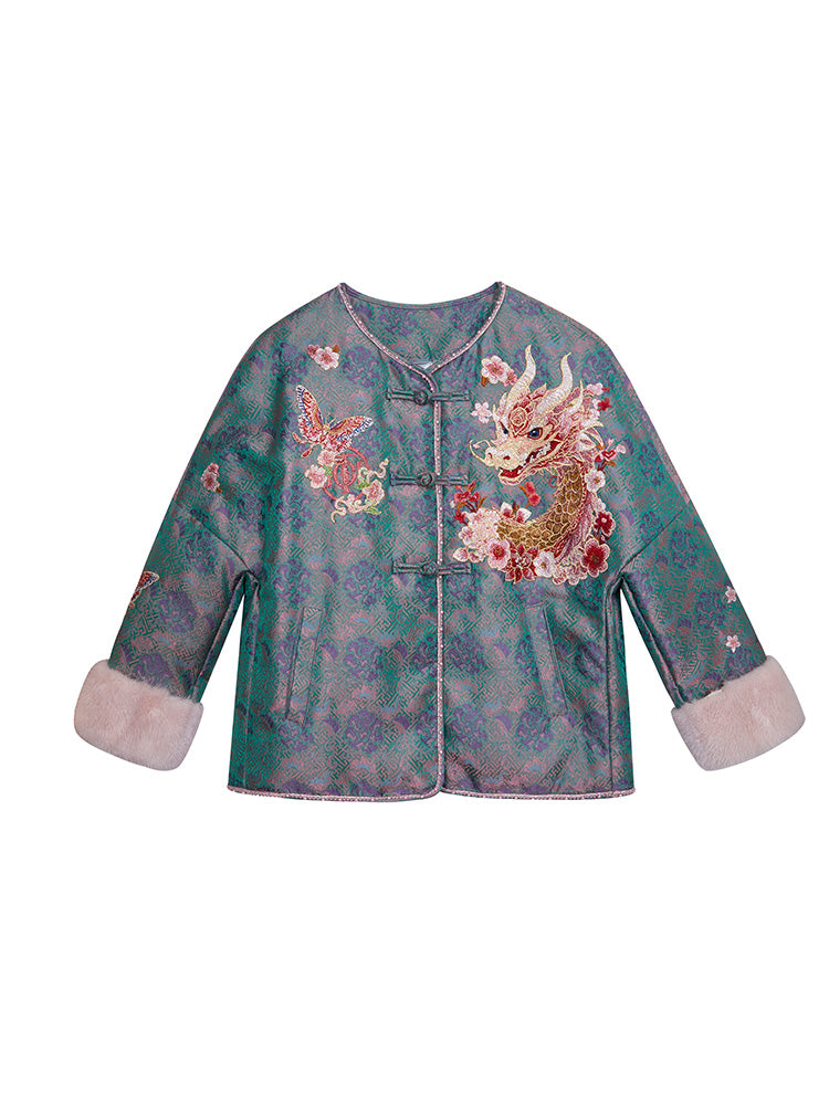 TCH Rhinestone Dragon Jacquard Down Jacket