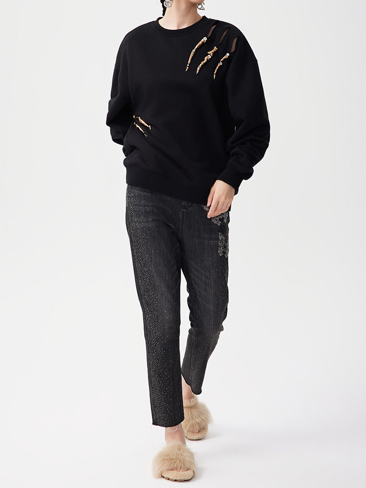 TCH Metallic Skeleton Pullover Sweatshirt