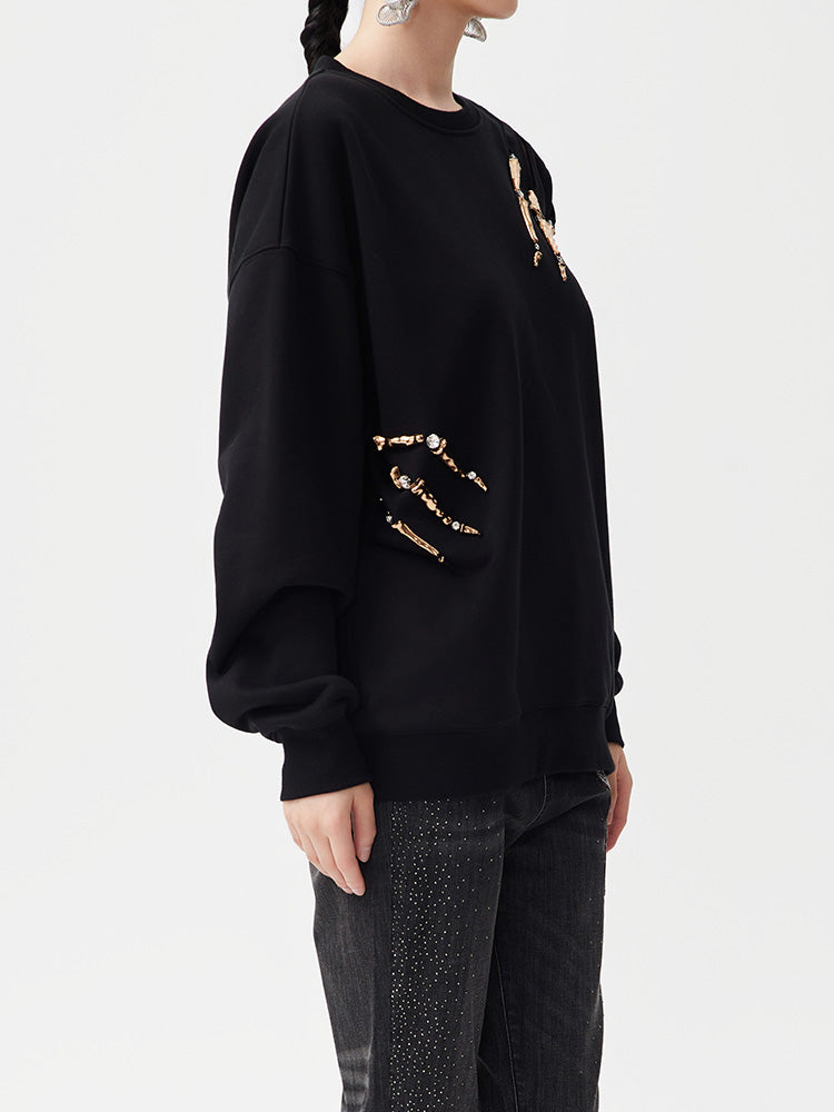 TCH Metallic Skeleton Pullover Sweatshirt