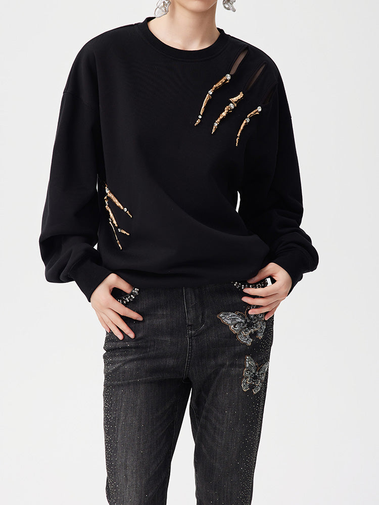 TCH Metallic Skeleton Pullover Sweatshirt