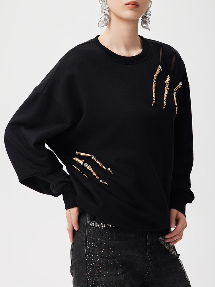 TCH Metallic Skeleton Pullover Sweatshirt