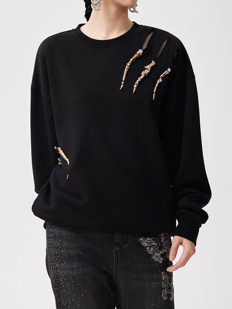 TCH Metallic Skeleton Pullover Sweatshirt