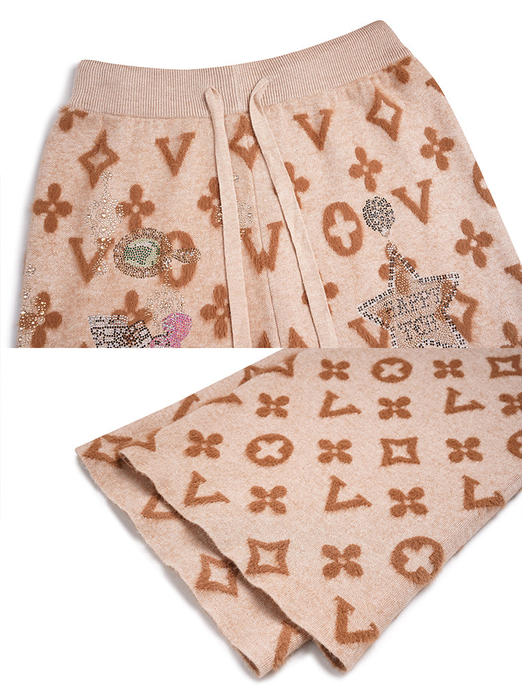 tch luxury diamond embellished wide legged pants khaki1 HighEnd Luxury Streetwear Brand Official Showcase