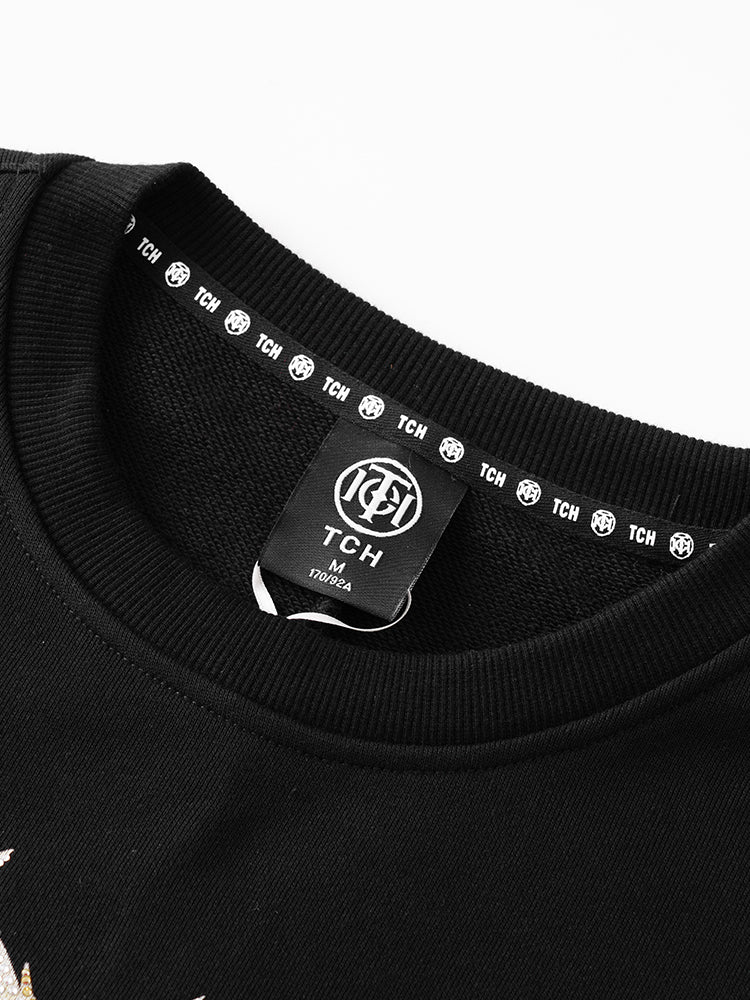 TCH Gold Dragon Rhinestones Black Sweatshirt