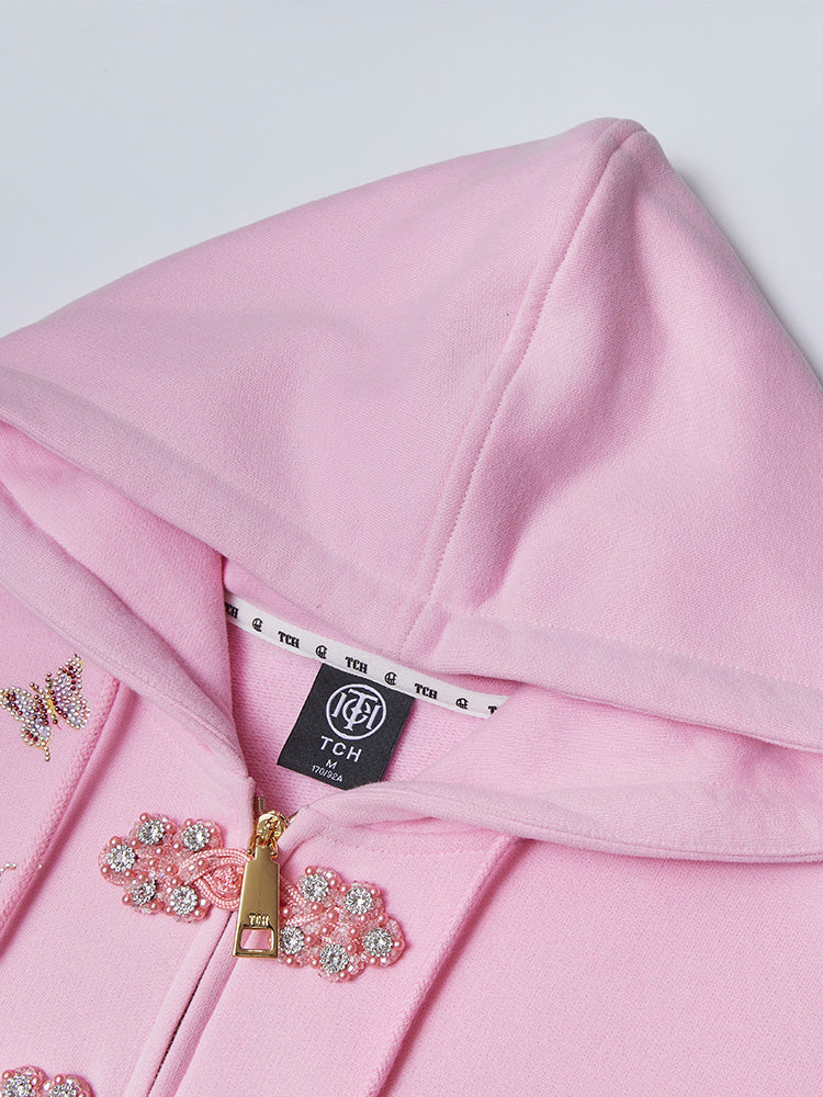 TCH Luxury Dragon Rhinestone Sparkle Flower Jacket with Black