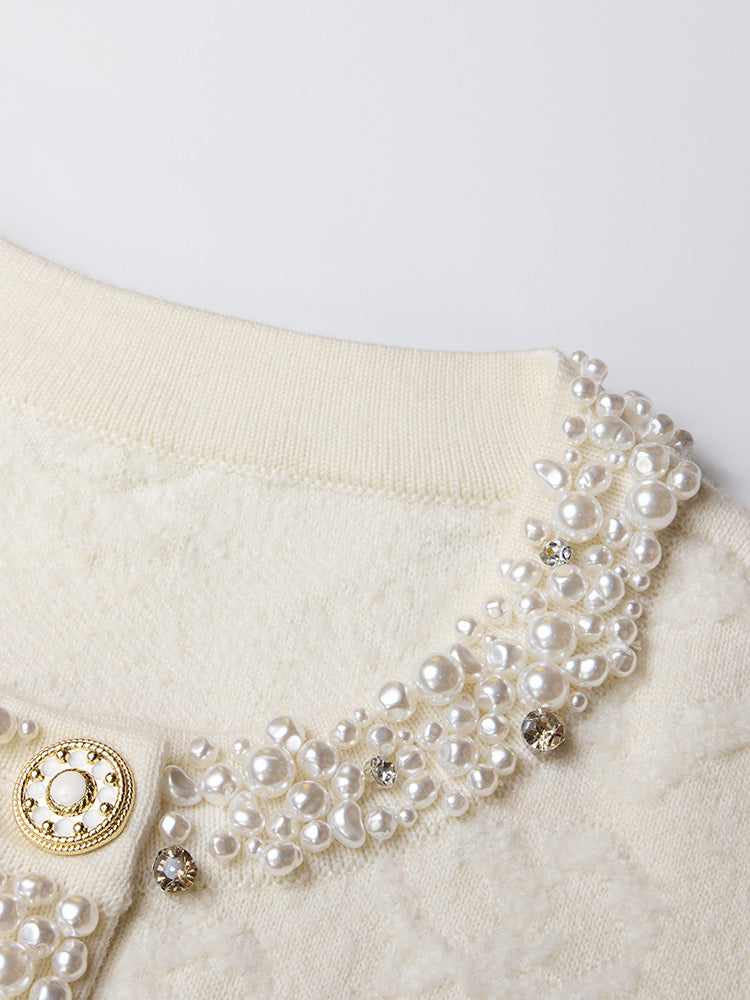 TCH Pearl Trim Knit Tweed Sheath Work Dress