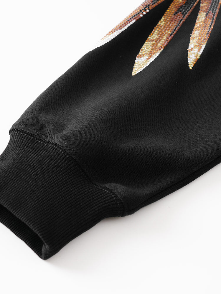 TCH Gold Dragon Rhinestones Black Sweatshirt