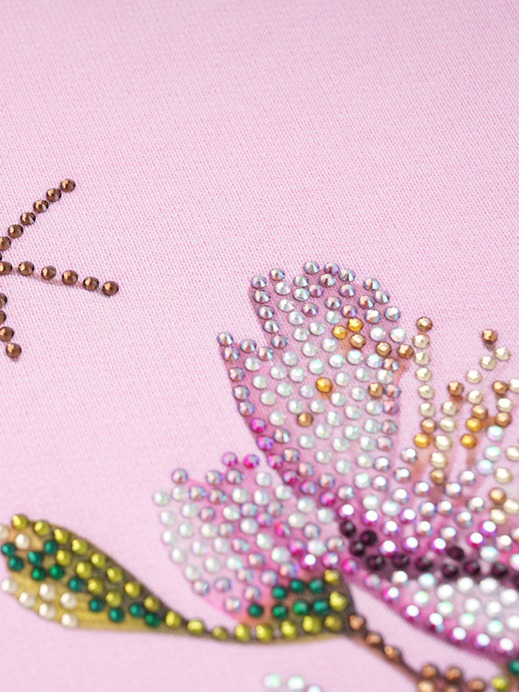 TCH Luxury Rhinestone Leopard Sparkle Flower Short Sleeve Top / Hoodie