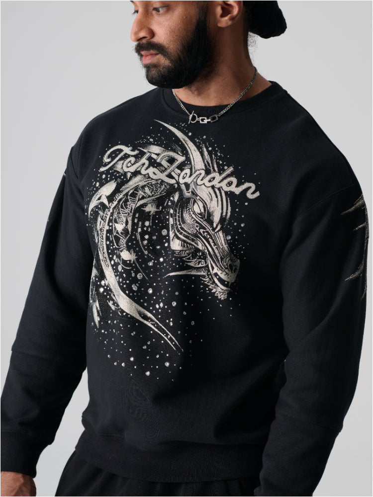 Tch Dragon Printed Long Sleeve Sweatshirt: When Eastern Power Meets Luminous Flight