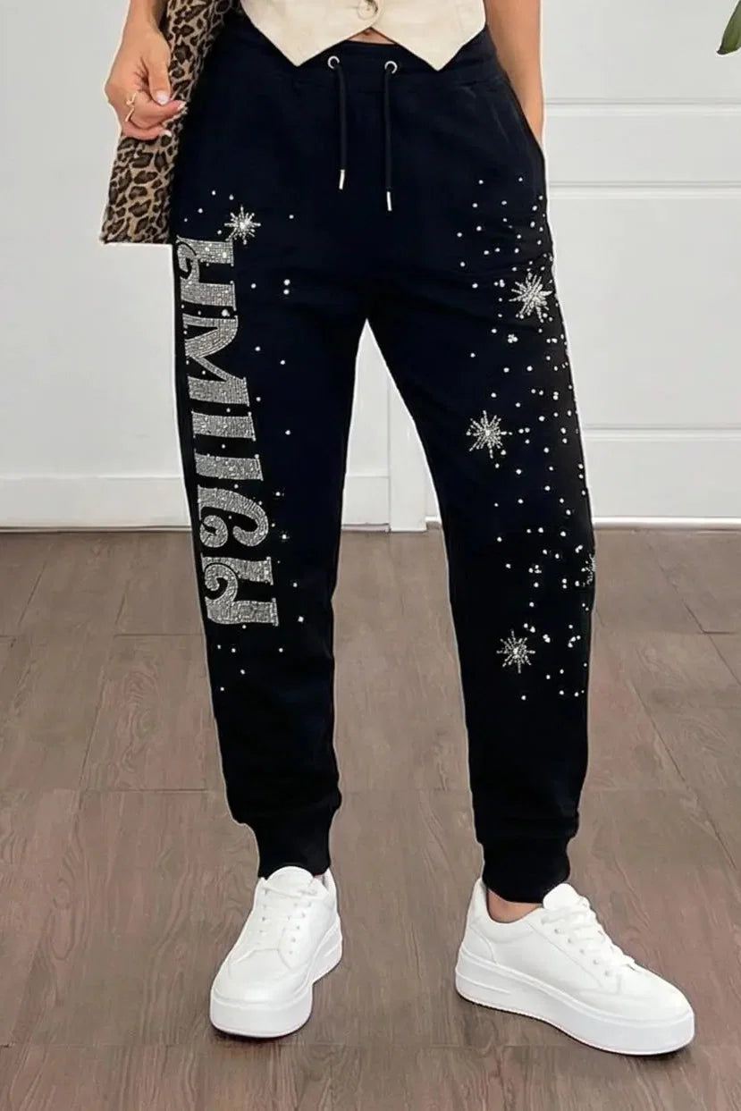 TCH Rhinestone Starfield Jogger Pants: When the Galaxy Falls Along the Legs, Every Step Shines With Streetwear Energy