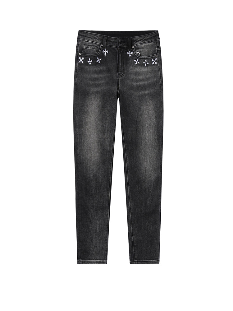 TCH Women's Mid-Rise Slim Fit Straight Jeans