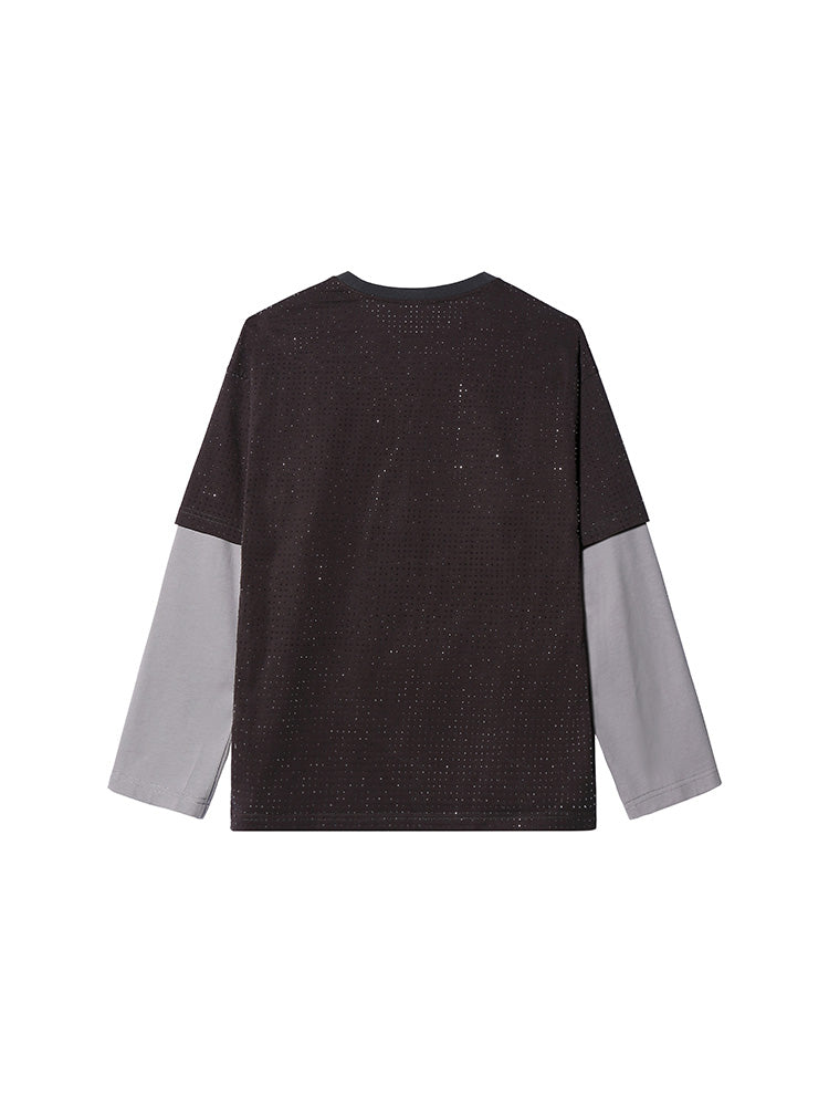 TCH Rhinestone Layered Printed Cotton T-shirt