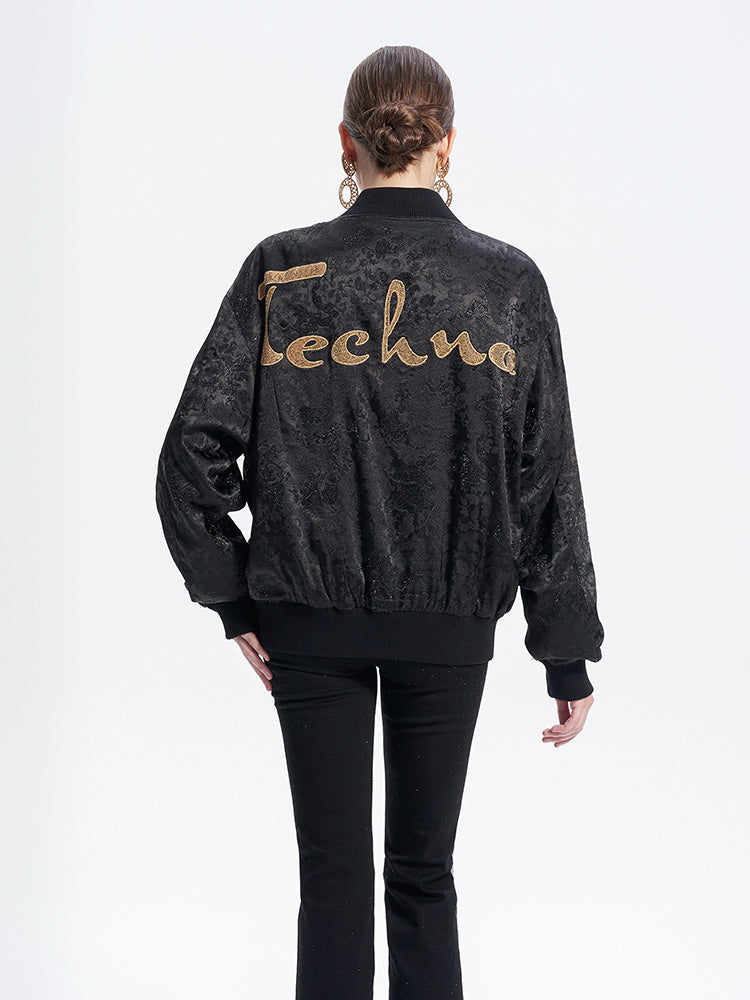 TCH Rhinestone Dragon Jacquard Velvet Retro Jacket