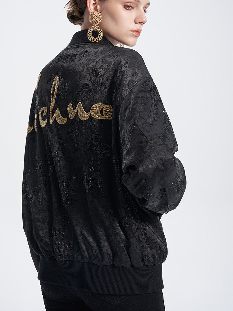 TCH Rhinestone Dragon Jacquard Velvet Retro Jacket