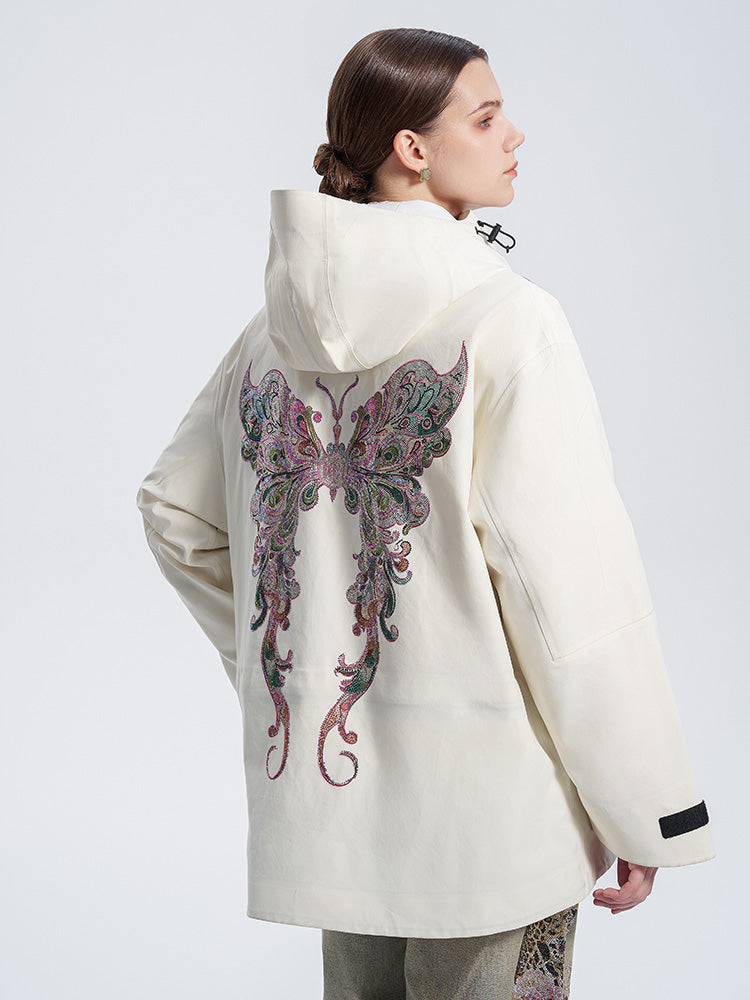 TCH Rhinestone Butterfly Relaxed Hooded Down Jacket