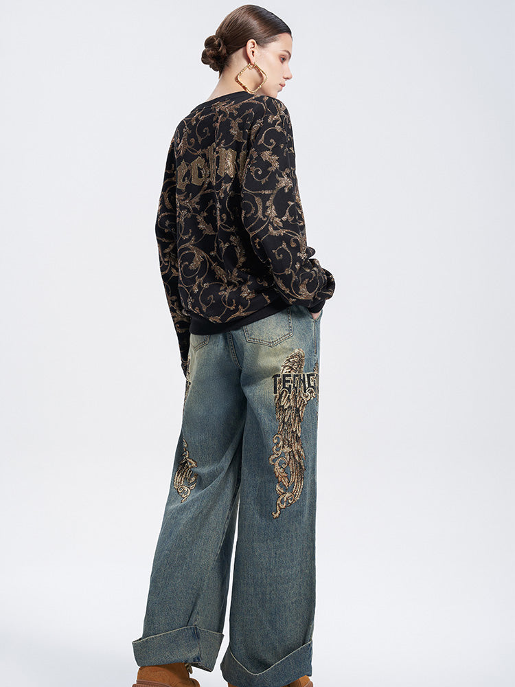 TCH Luxury Baroque Rhinestone Lion Sweatshirt