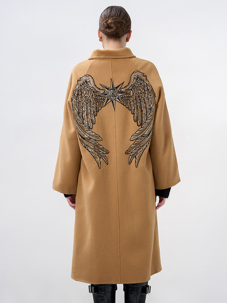 TCH Wings Rhinestone Wool Trench Coat