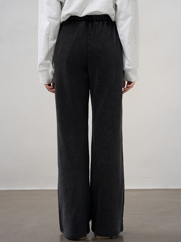 TCH Letter Print Rhinestone Distressed Wide Leg Pants