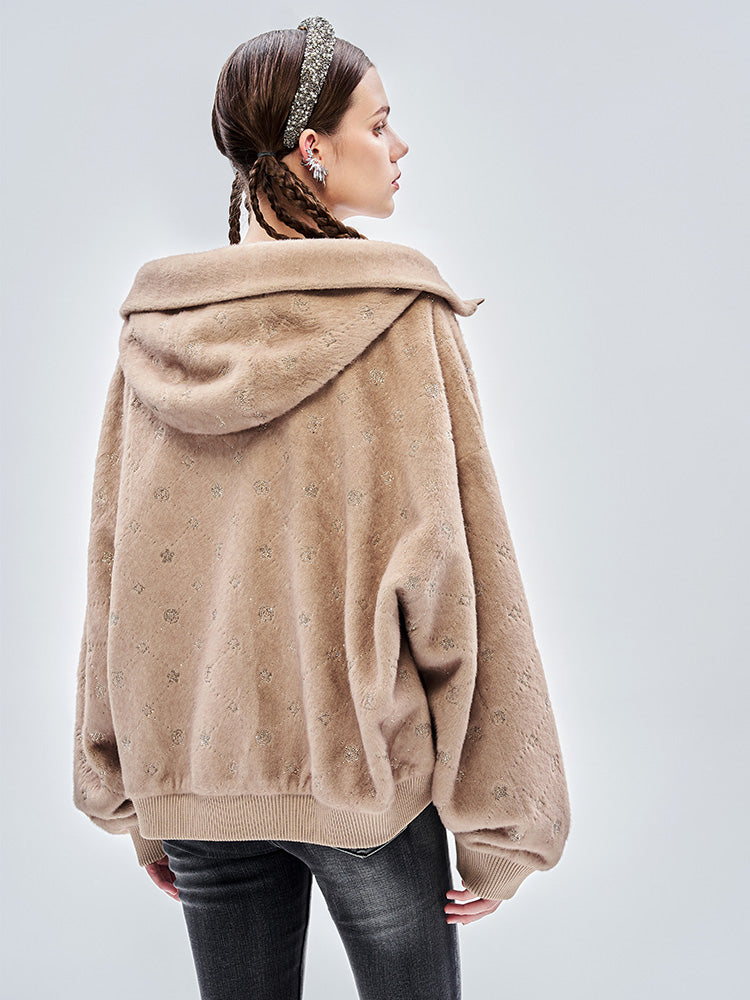 TCH Rhinestone Faux Fur Hooded Jacket