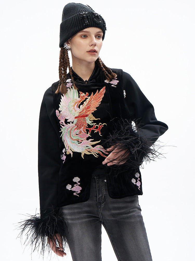 TCH Pattern Embroidered Rhinestone Vintage Vest