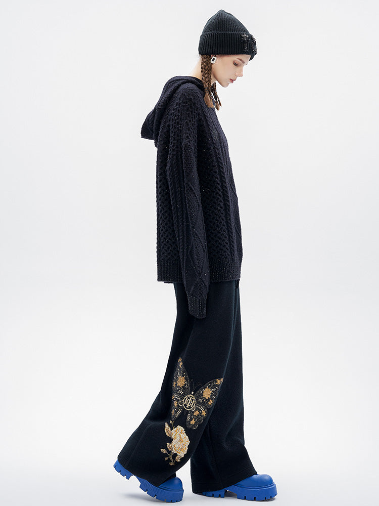 TCH Rhinestone Butterfly Palazzo Trousers
