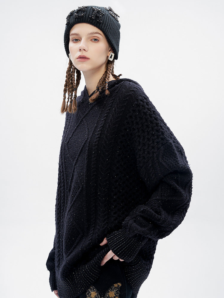 TCH Rhinestone Essentials Black Patch Hoodie