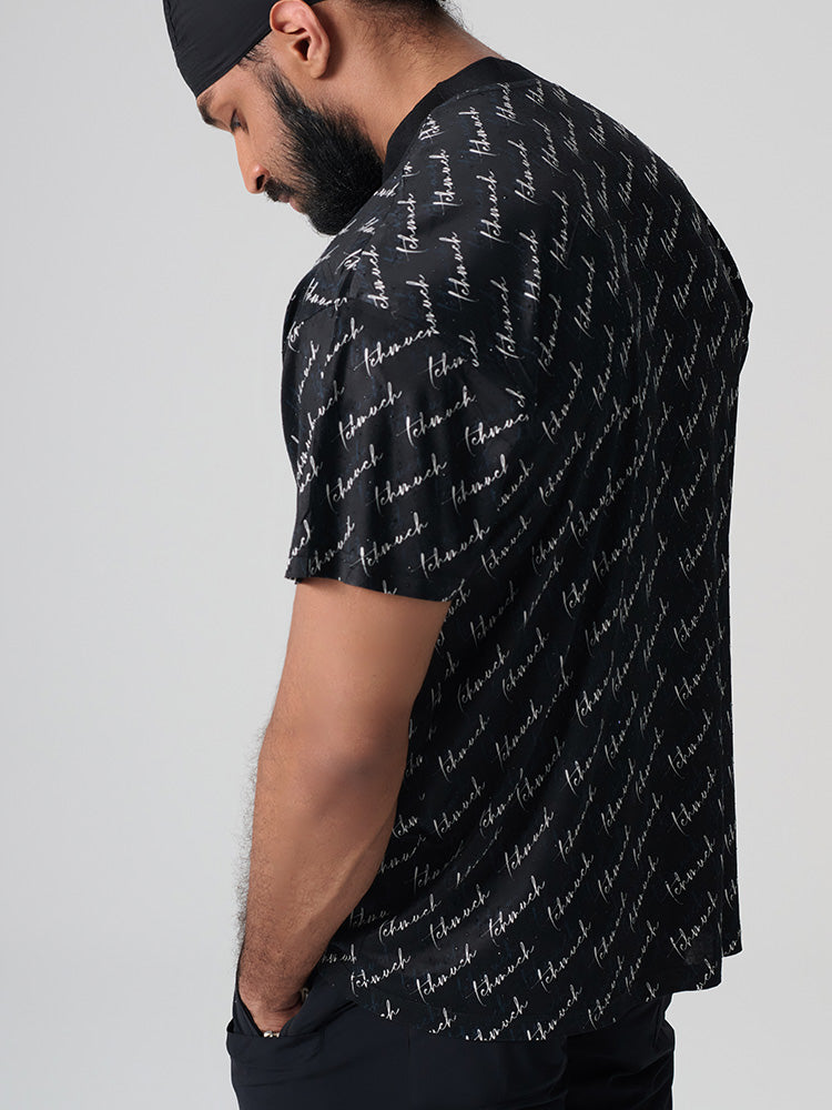 TCH Rhinestone Allover Letter T Shirt in Black