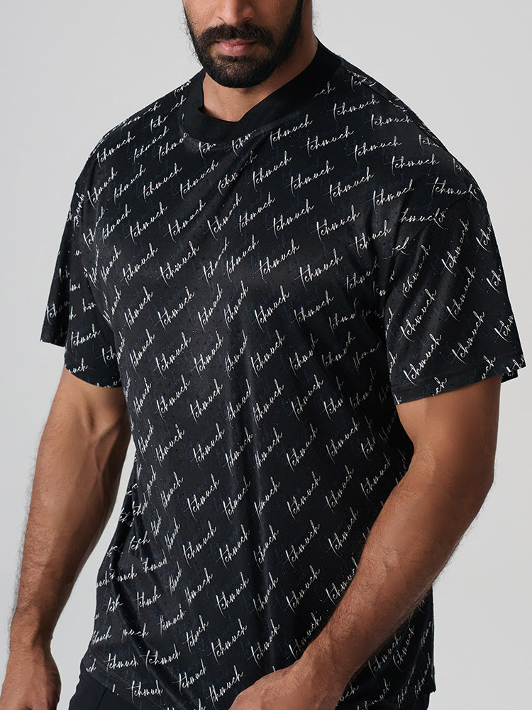 TCH Rhinestone Allover Letter T Shirt in Black
