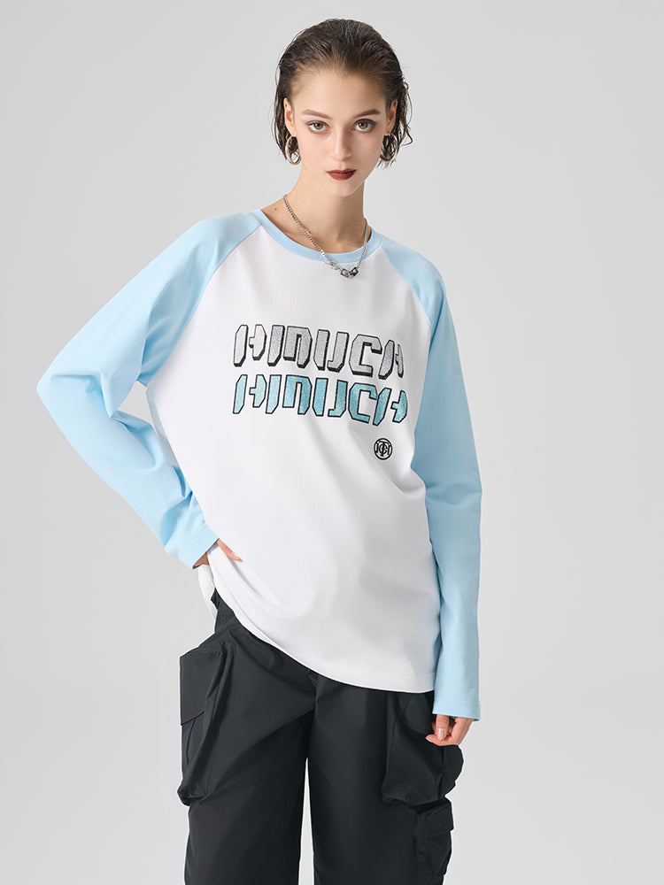 TCH Letter Print Contrast Long Sleeve Top