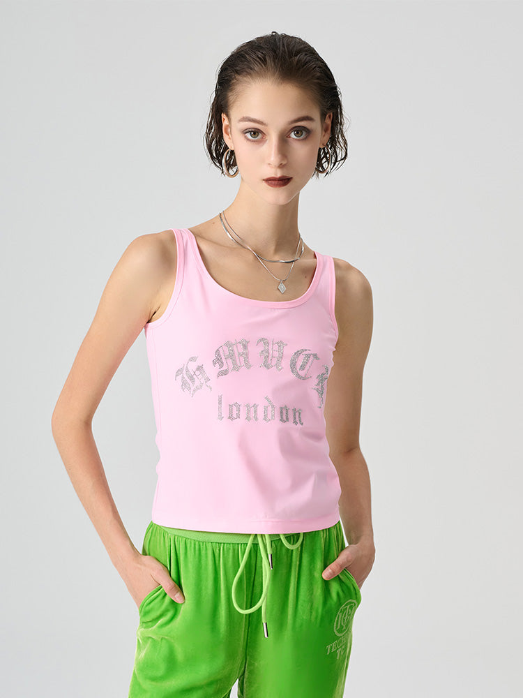 TCH Rhinestone Bling Letter Print Tank Top